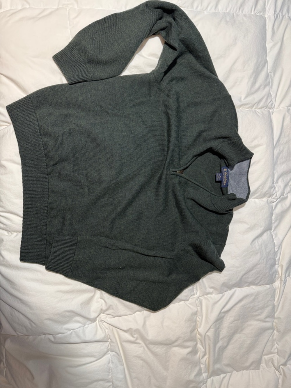 Brooks Brothers Dark Green Half-Zip Knit Pullover